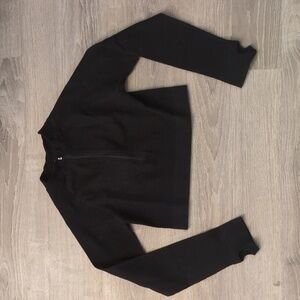 HIIT By Asos seamless rib 1/4 zip Crop  top in black Size Large